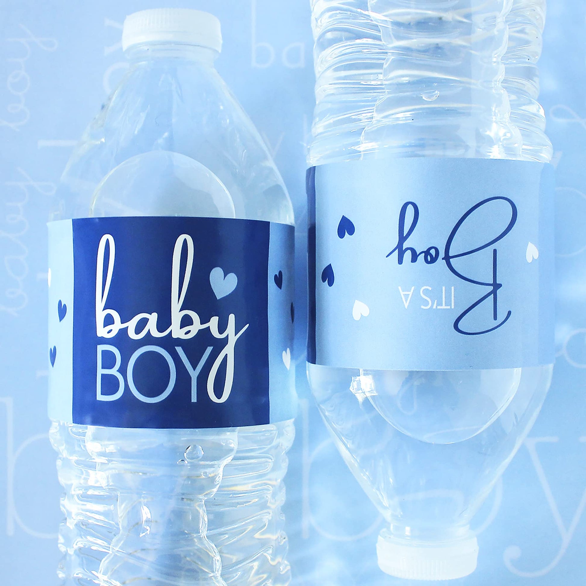Blue It's a Boy Baby Shower Water Bottle Labels, 20 Count