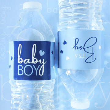 Blue It's a Boy Baby Shower Water Bottle Labels, 20 Count