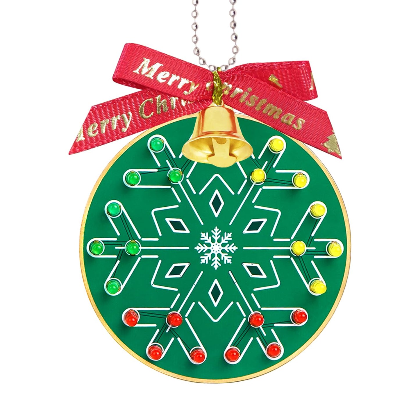 Treedix Advanced Soldering Project Christmas Tree Decoration Soldering, Snowflake Shape Red Green and Yellow LED Flashing Lights