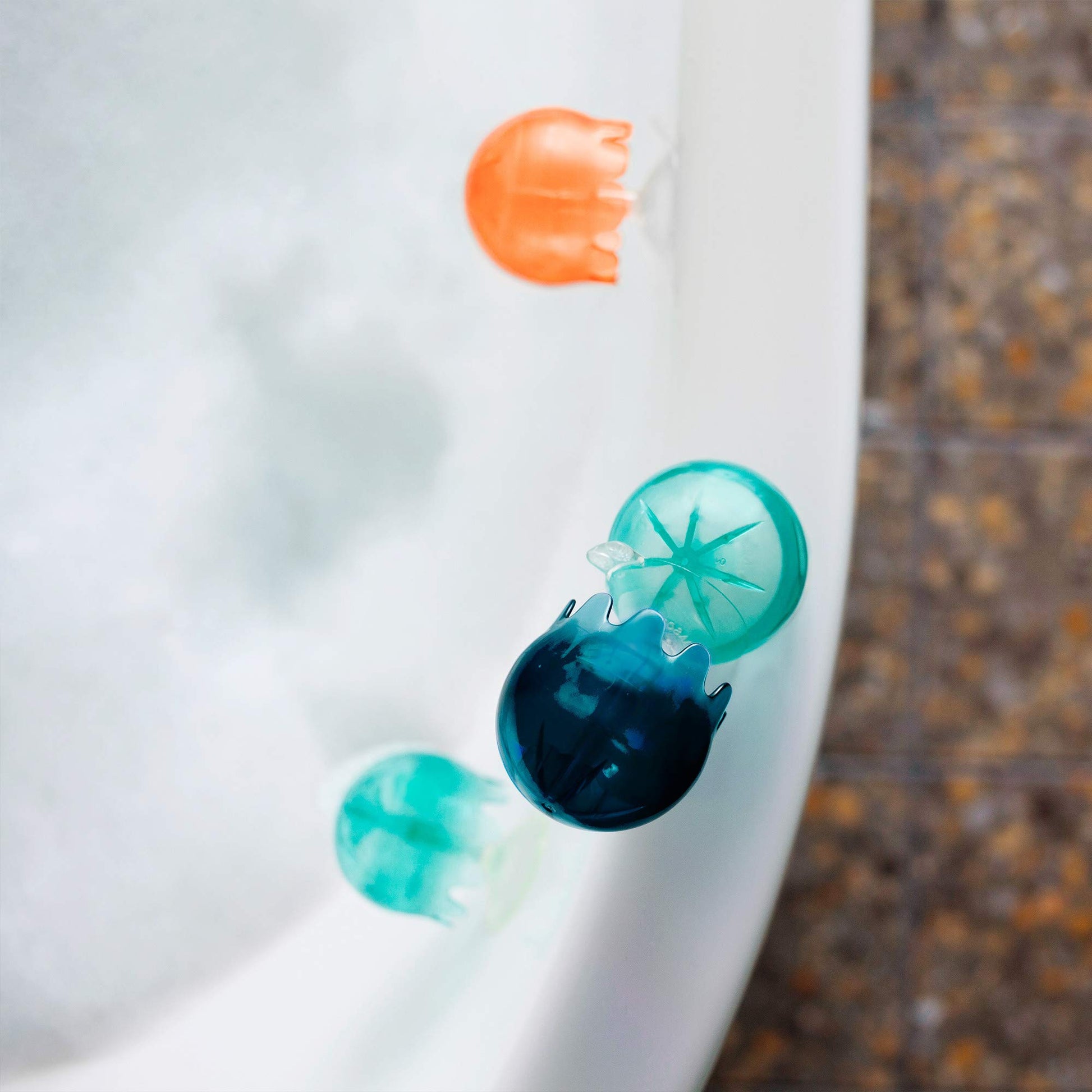 Boon Jellies Suction Cup Bath Toys - Bathtub Baby Sensory Toys - Jellyfish Suction Toys for Bath Time - Navy/Coral - Baby and Toddler Bath Toys - 9