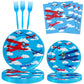 LetDec Airplane Birthday Party Tableware Airplane Aircraft Disposable Paper Plates Dinnerware for Aviation Theme Boys Birthday Baby Shower Party