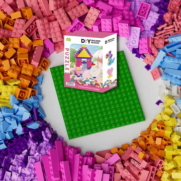 500 Piece Classic Building Bricks and 1 Green Baseplate, Compatible with Lego and Other Major Brands, Mixed Bricks Bulk Creative Building Toys, Blocks