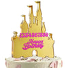 Gold Castle Cake Topper with Numbers 0-9 - Princess Birthday Cake Decorations, Reusable Gold Acrylic Happy Birthday Cake Topper Set for Party Supplies