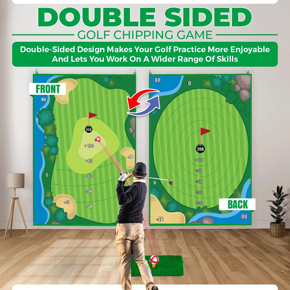MHM's Ultimate Indoor Golf Chipping Game Mat - Premium Practice Mat - Ideal for Home Use (Indoor Golf Chipping Game)