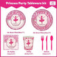 Pink Princess Party Supplies Kit for 24 Guests - 168 Pcs Disposable Tableware Set Includes Plates, Napkins, Cups & Cutlery for Girls Birthday Party