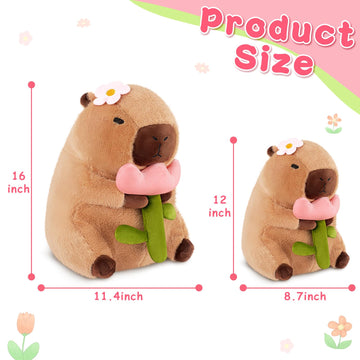 Achwishap Capybara Plush,Cute Plushies Capybara Stuffed Animals,Capybara Plush Toys,Kawaii Plushie Stuffed Toy with Flower Plushies Gifts for Kids
