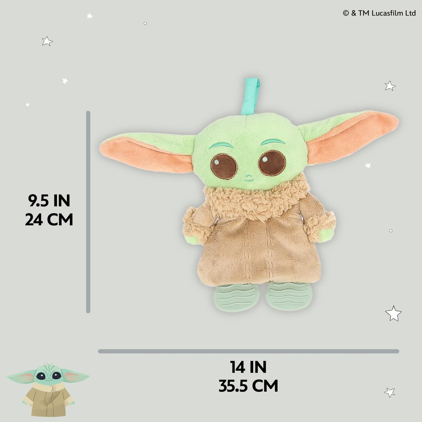 Kids Preferred Star Wars: The Mandalorian Grogu On The Go Sensory Toy - with Teether, Crinkle Sounds, Tactile Ribbons, On The Go Strap, for Ages 0