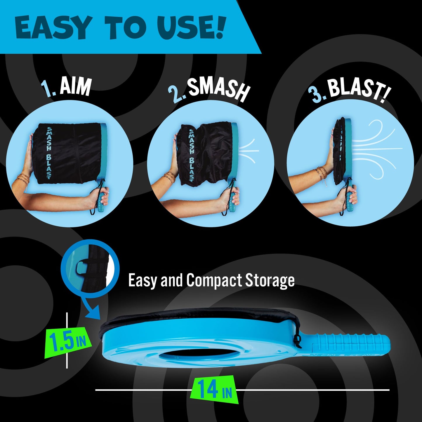 Smash Blast Pro Air Cannon Vortex Blaster 20+ Feet, Blue