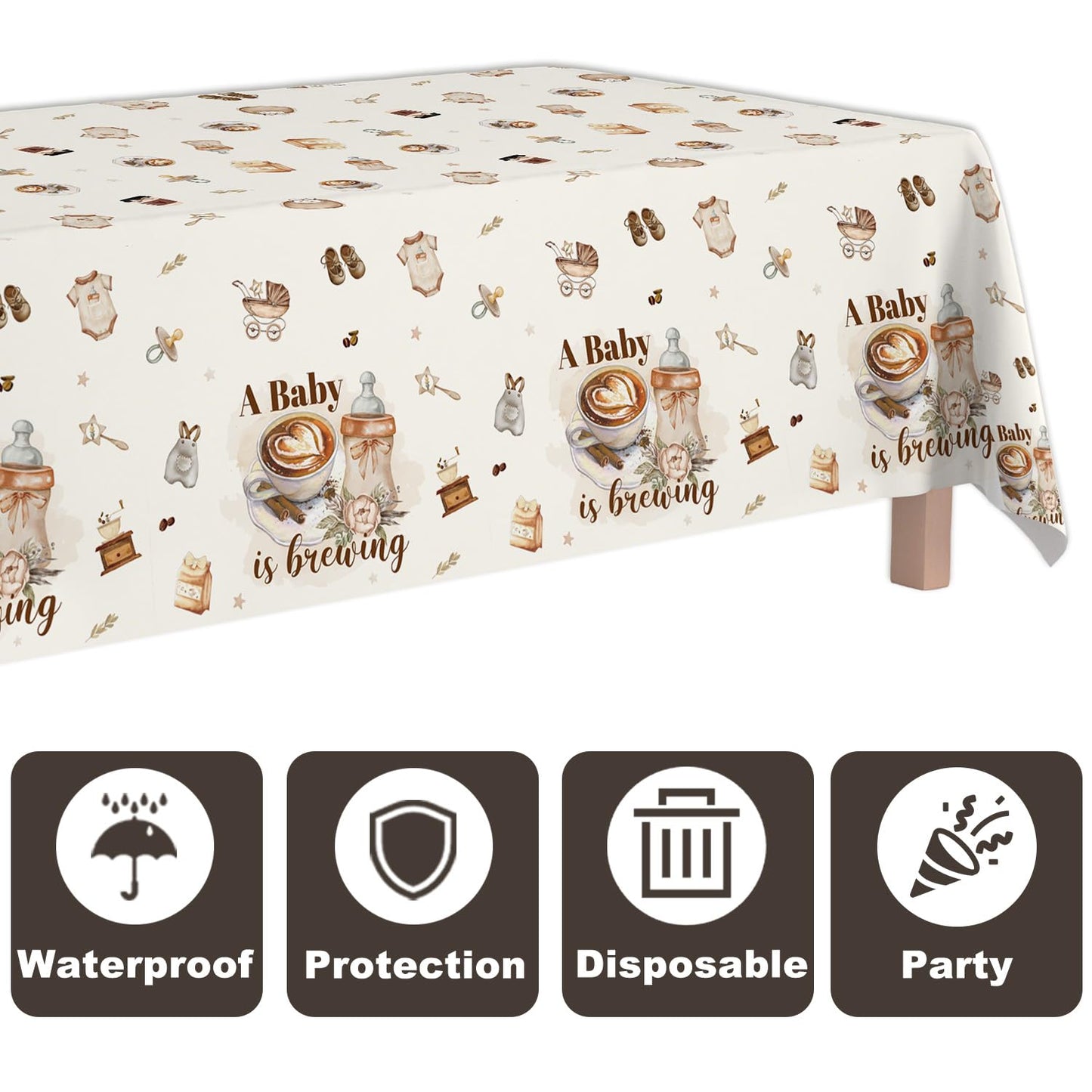 Musaeva a Baby is Brewing Baby Shower Decorations, 98PCS Coffee Baby Shower Disposable Paper Plates Napkins Party Decorations, Coffee Themed Gender
