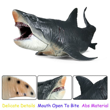 JOKFEICE Megalodon Shark Toy - Realistic Large Sea Creature Figurine, Early Educational Toys, Prehistoric Shark Cake Topper, Perfect for Kids Birthday