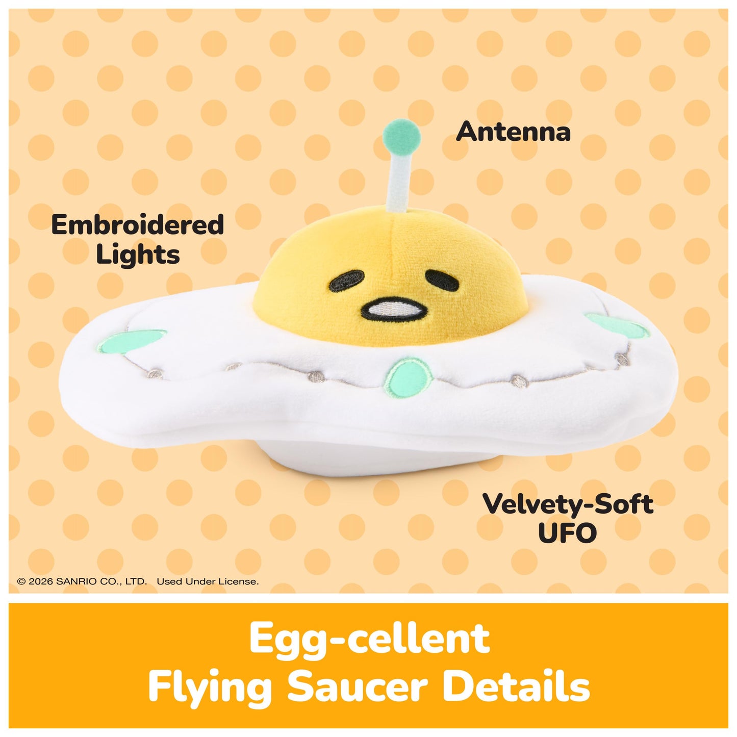 GUND Sanrio Gudetama The Lazy Egg UFO 5-Inch Space Alien Stuffed Toy