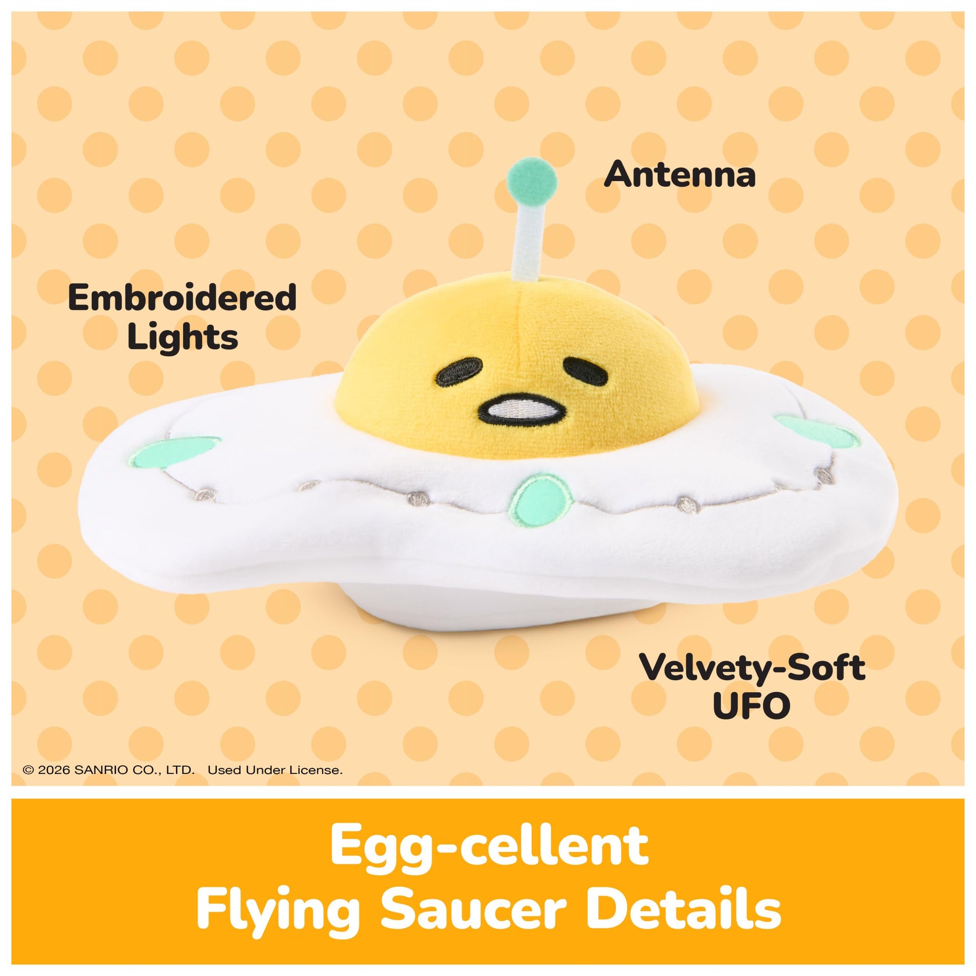 GUND Sanrio Gudetama The Lazy Egg UFO 5-Inch Space Alien Stuffed Toy