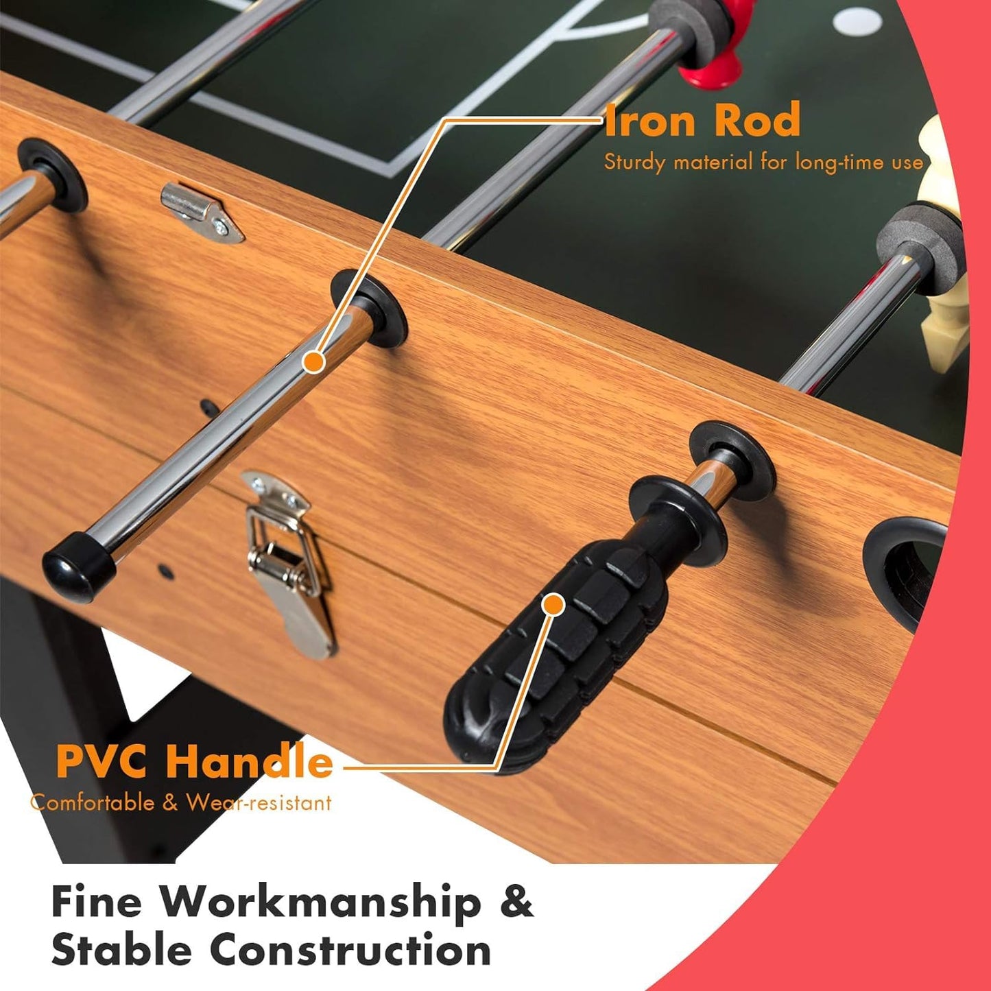 HOMGX 48" 3-in-1 Game Table, Wooden Game Table w/Football, Hockey, and Billiards, Game Size Combination Game Table for Parties, Family Nights,
