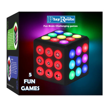 PlayRoute Electronic Brain & Memory Game Cube - Fun Toy Gift Ideas for Ages 6-12+ Year Old Boy & Girl - Cool Toys for Boys and Girls - Handheld Games
