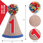 WAHAWU 1st Birthday Party Cone Hat - Kids' Cone Hat with Colored Fur Balls, Perfect for First Birthday Parties and Photo Props