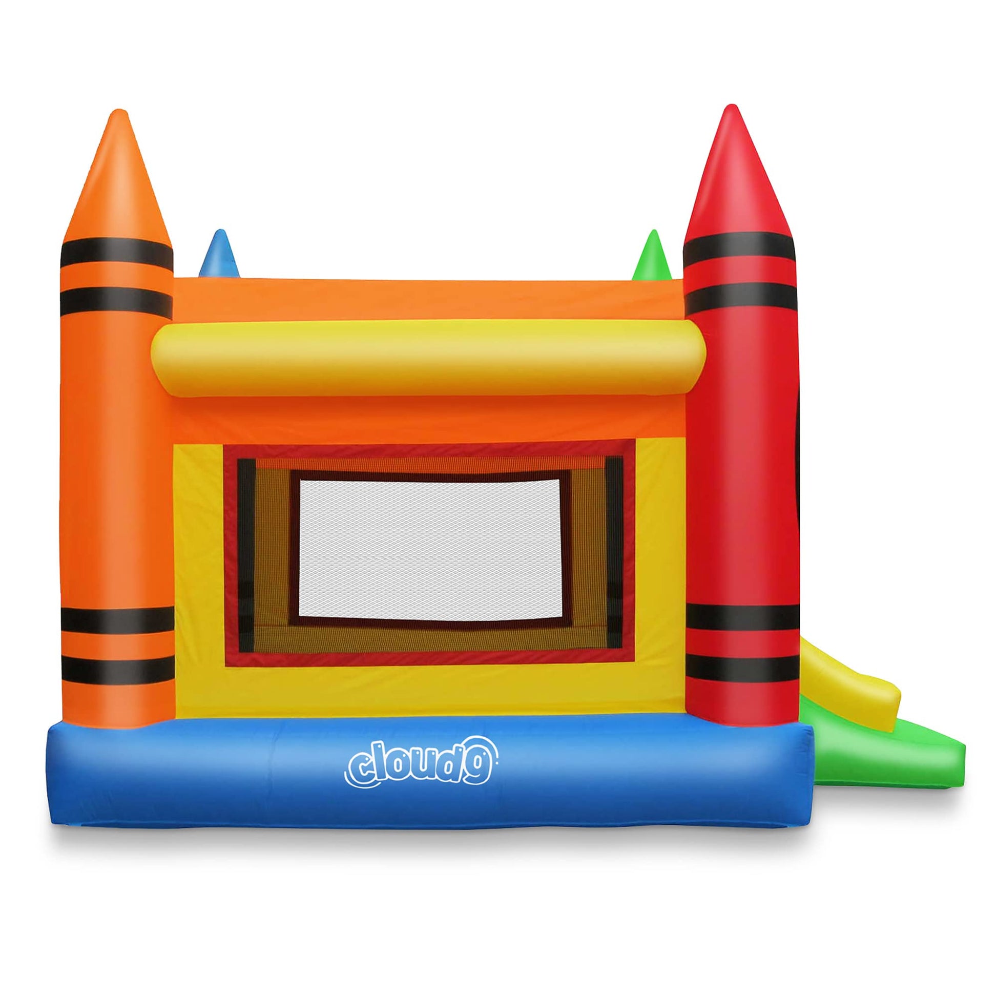 Cloud 9 Crayon Bounce House with Blower - Large Inflatable Bouncer for Kids with Slide