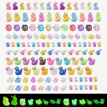 jrootouh 140Pcs Glow-in-The-Dark Mini Resin Animal Figurines Miniature Figures Glowing in The Dark Garden Accessories Aquarium Landscape Bonsai