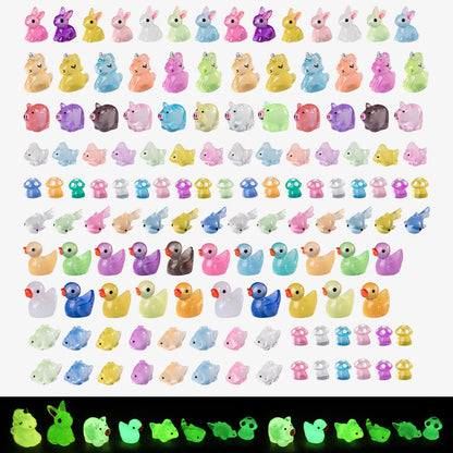 jrootouh 140Pcs Glow-in-The-Dark Mini Resin Animal Figurines Miniature Figures Glowing in The Dark Garden Accessories Aquarium Landscape Bonsai