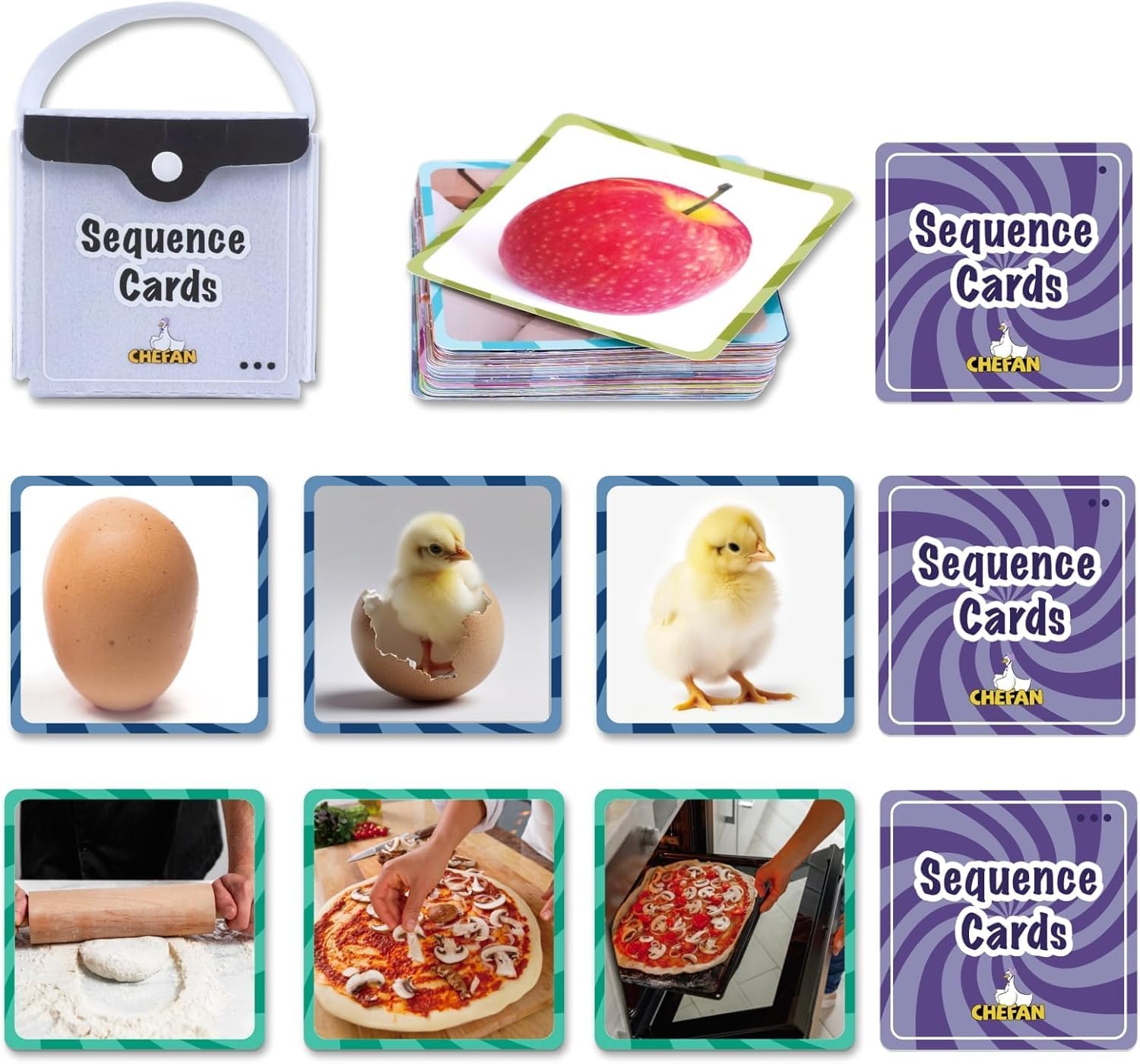 CHEFAN Sequencing Cards, Sequence Game for Kids, Daily Routine for Speech Therapy, Sentence Building for Autism, Special Education, Preschool