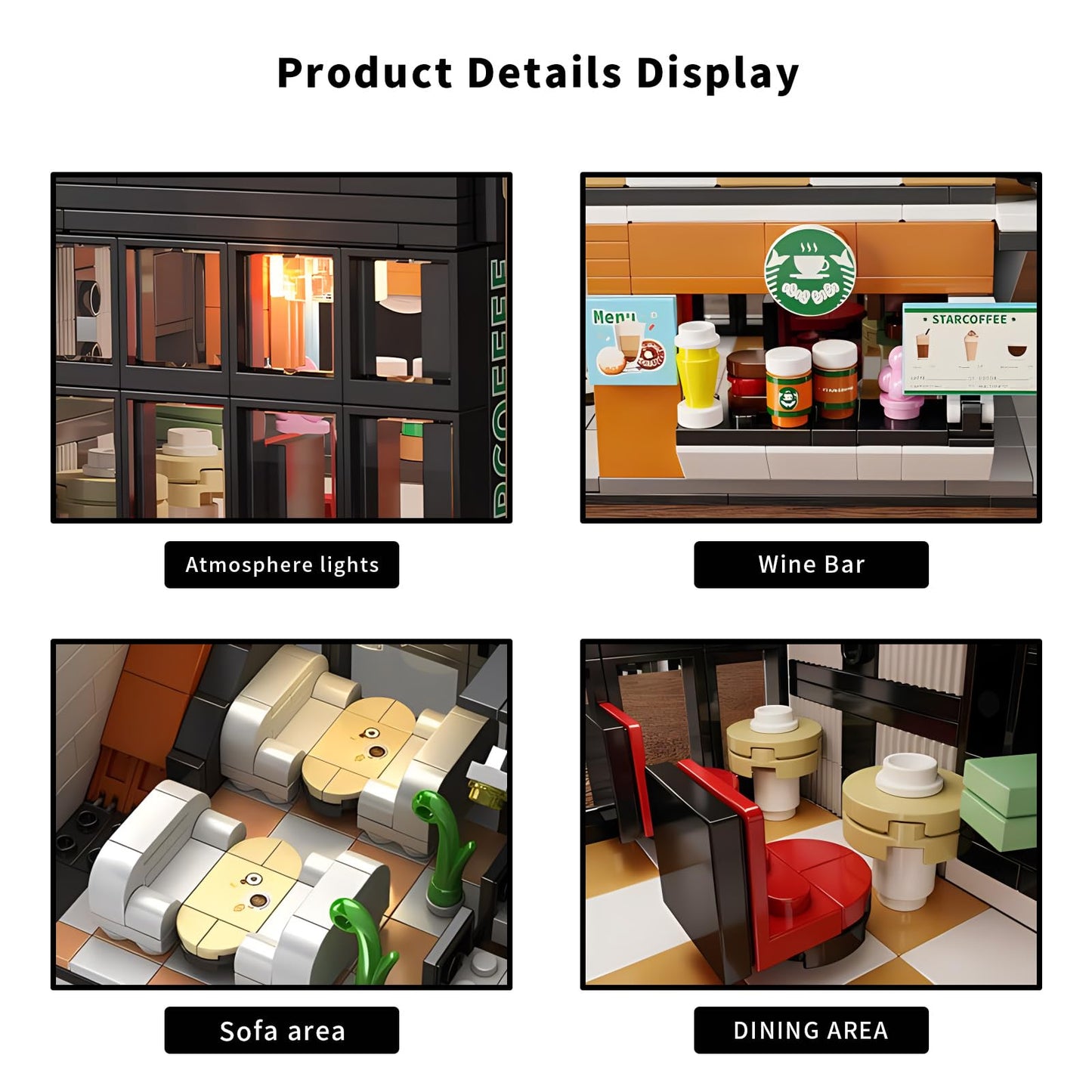 CSNRHG Coffee Shop Building Blocks Toys City Street View Architecture Model Set Birthday Age 6+ Children Teens Adult 581 Pieces