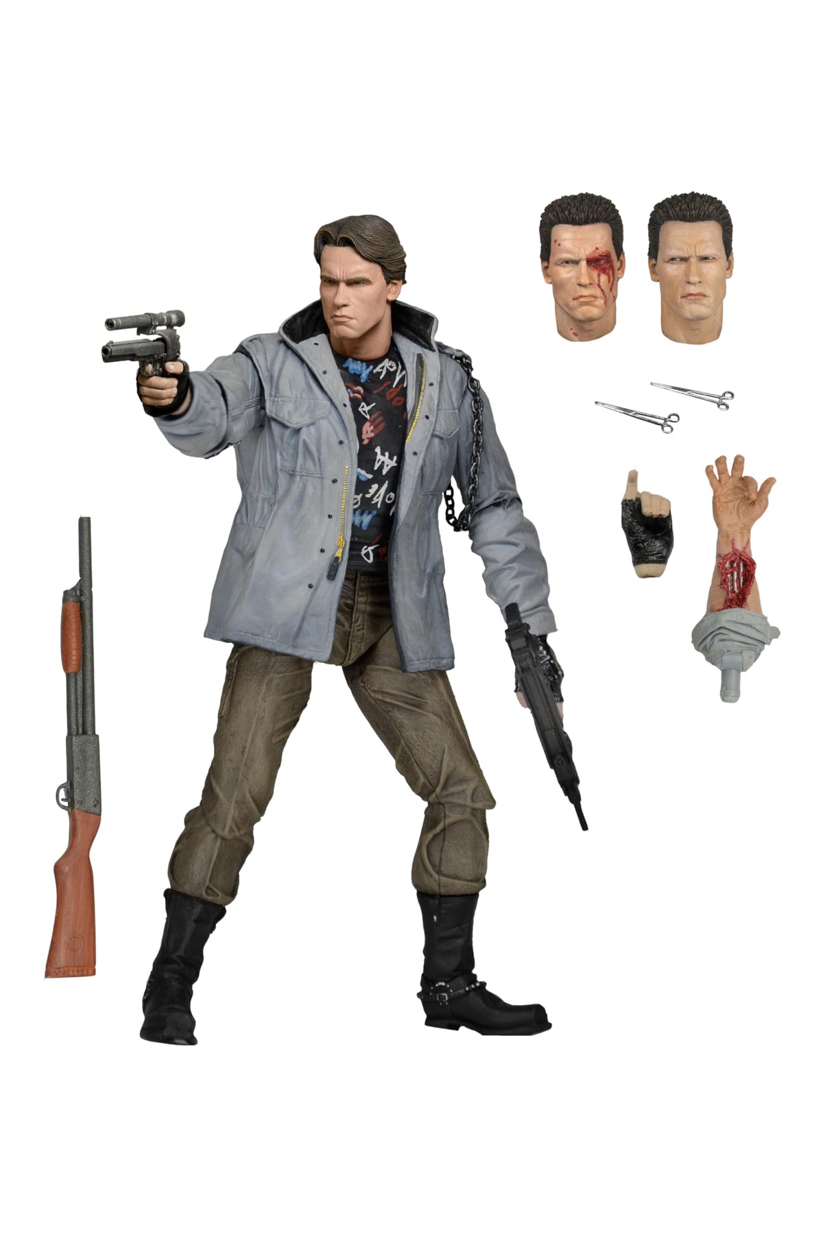 NECA Terminator Scale Ultimate T800 Tech Noir Cyborg Action Figure, 7"