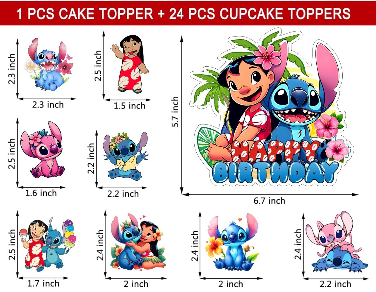 25 Pcs S Cake Topper and Cupcake Toppers Set Birthday Party Supplies for Birthday Decorations
