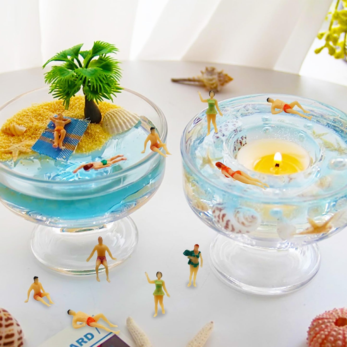 Hiawbon 30 pcs 1:75 Scale Mini Painted People Model Beach Swimsuits Figurines Miniature People Model