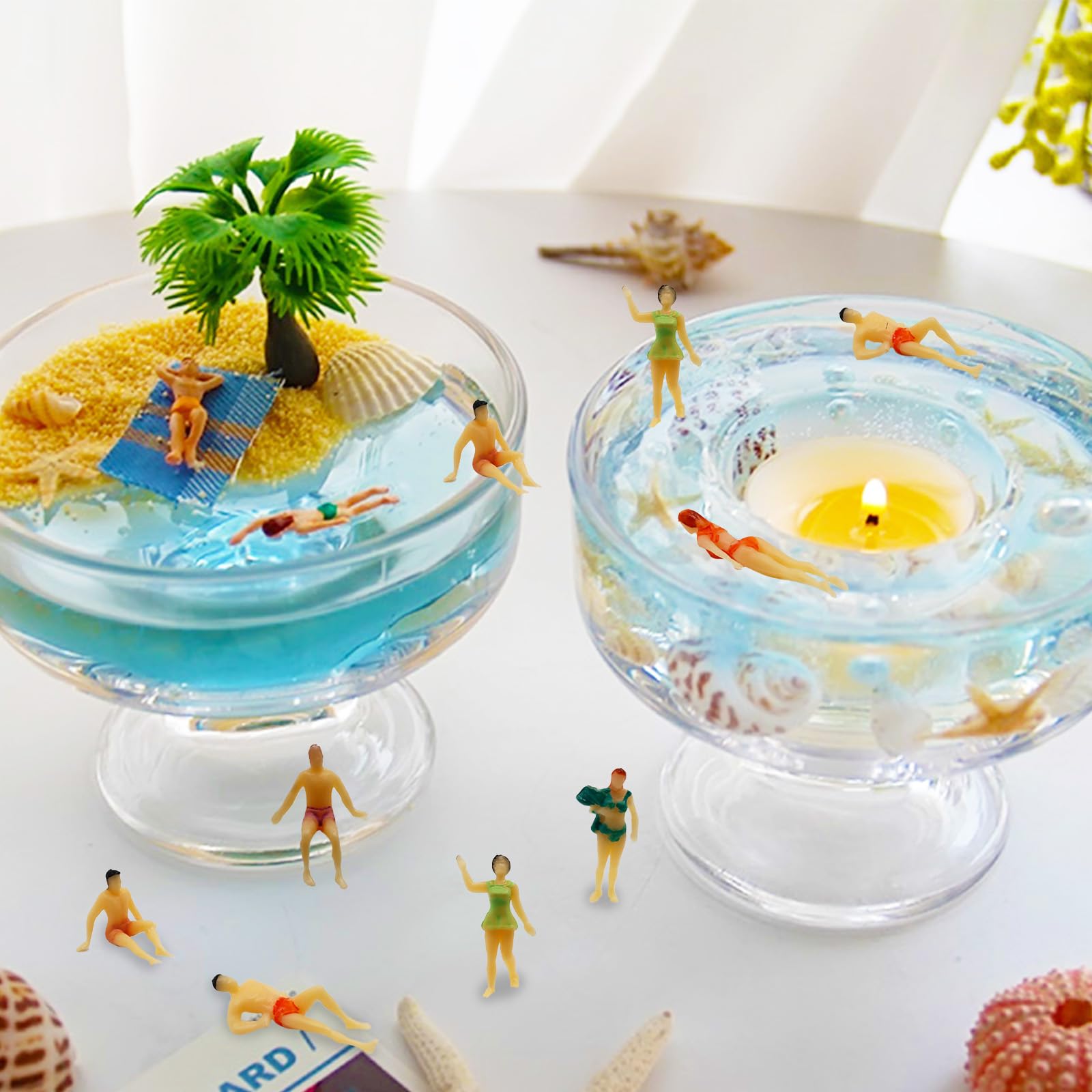 Hiawbon 30 pcs 1:75 Scale Mini Painted People Model Beach Swimsuits Figurines Miniature People Model