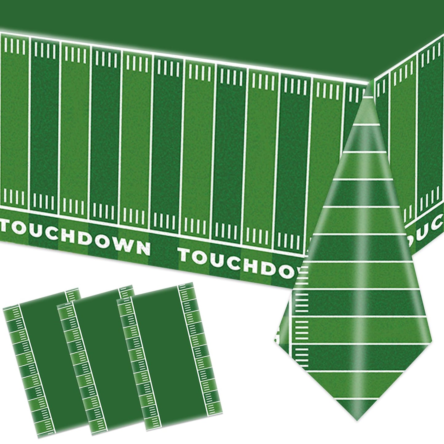 GANKTOWCOY 3 Packs Party Football Tablecloth?54"x 108"?, Football Theme Party Plastic Touchdown Table Cover for Super Bowl Sport Theme Party