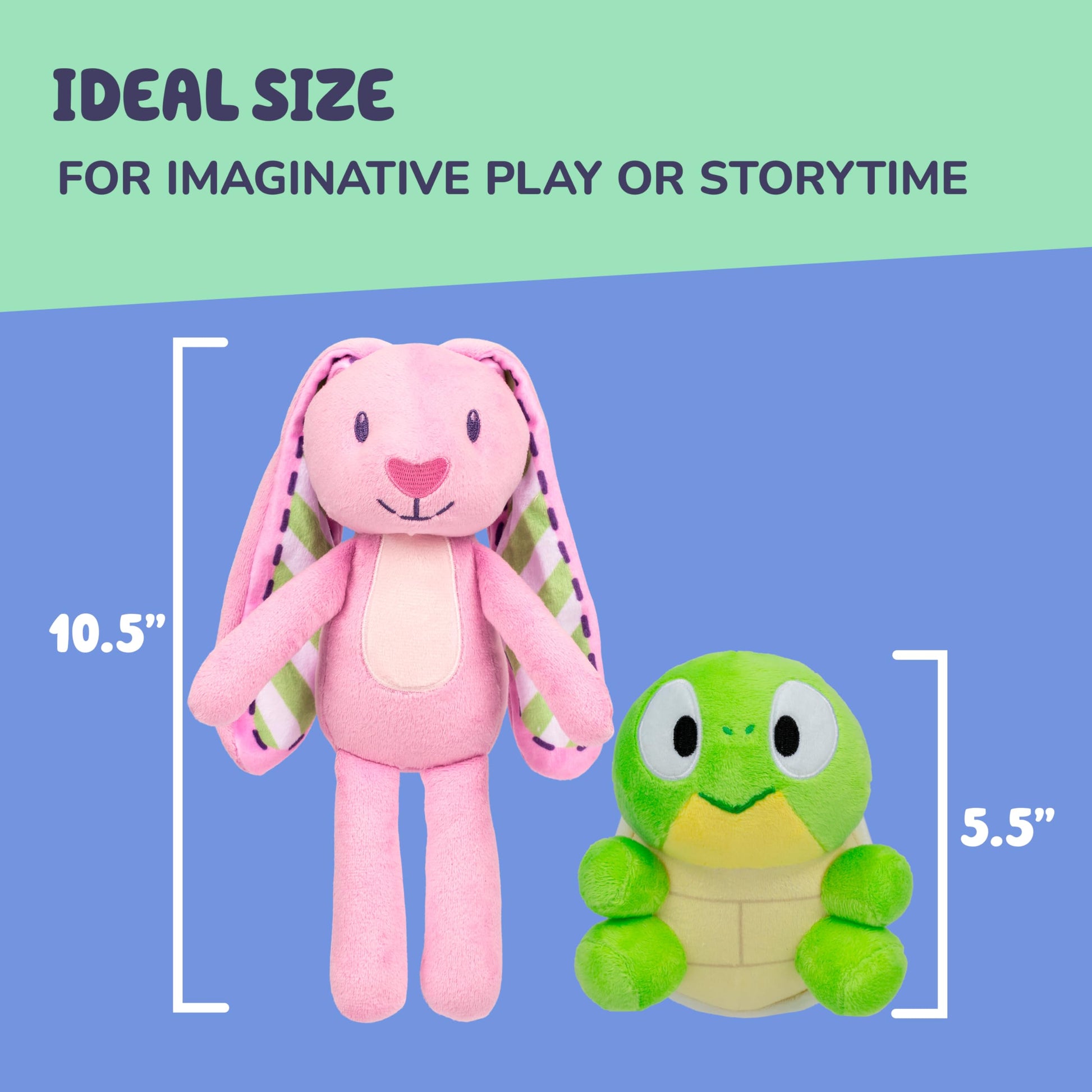 Bluey Friends 2-Pack Plush Stuffed Animals for Kids, Floppy and Turtleboy TV Show Plushies, Cuddly Playtime Toddler Plush Toys, Bluey Gifts Ages 3+