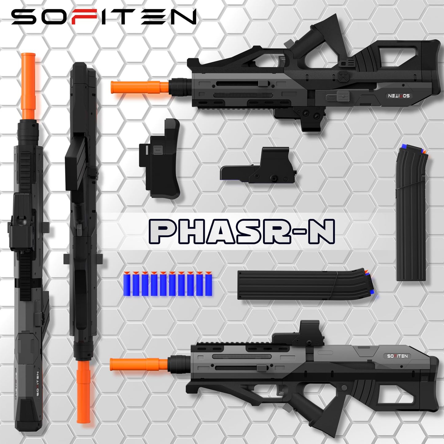SOFITEN Electric Powerful Toy Gun Automatic Sniper Rifle with Soft Bullet, Equipped with Scope, 2 Extended Magazine(*18), Tactical Vest, Birthday