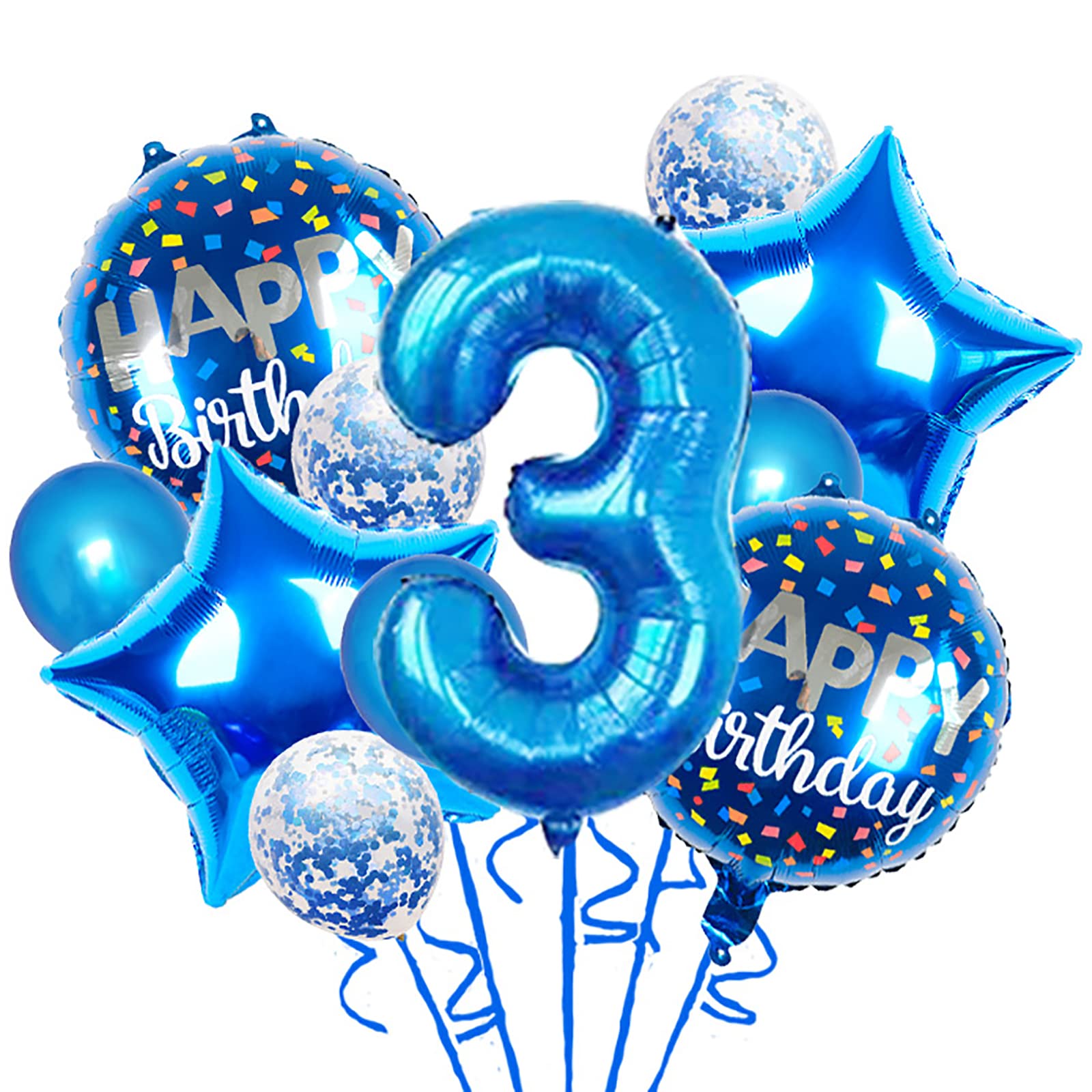 Balloons, 11 pcs Foil Balloons 3 year old for 3st Birthday Party Supplies Decoration? Confetti Balloon Kids Party Balloons Birthday Party Supplies 3