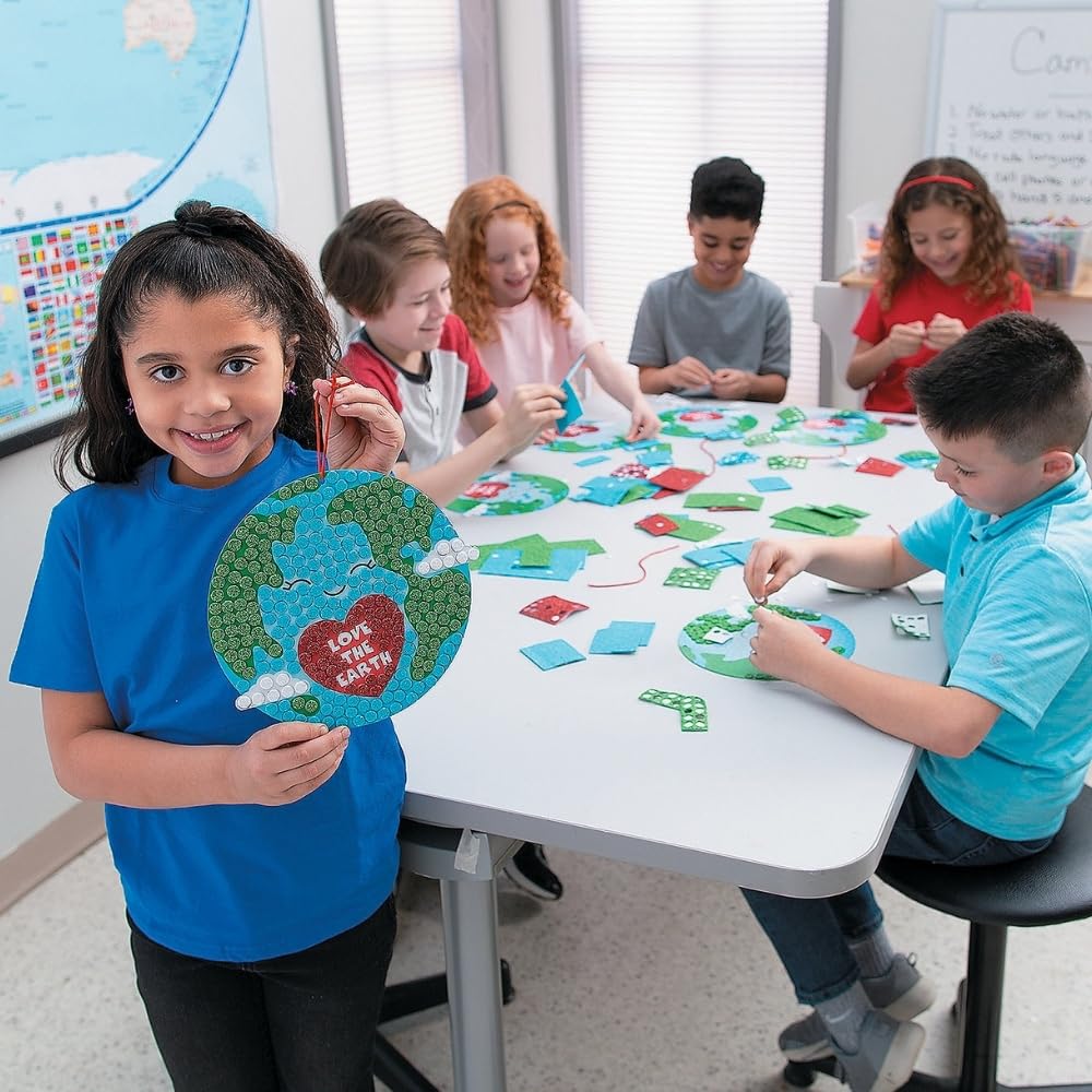 Glitter Mosaic Earth Day Sign Craft Kit - Makes 12 - DIY Crafts for Kids and Fun Home Activities