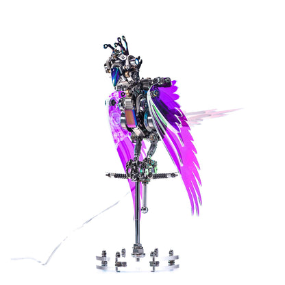 Arcynix Mostarle CockaFlare 3D Metal Mechanical Bird Puzzle Kit, 616 Pieces, Cyberpunk Style with LED Lights, Movable Wings, DIY Model for Adults