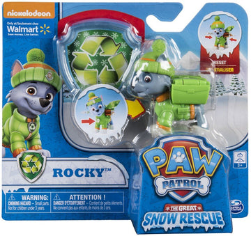 Paw Patrol Snow Rescue - Rocky with Transforming Pup Pack and Badge