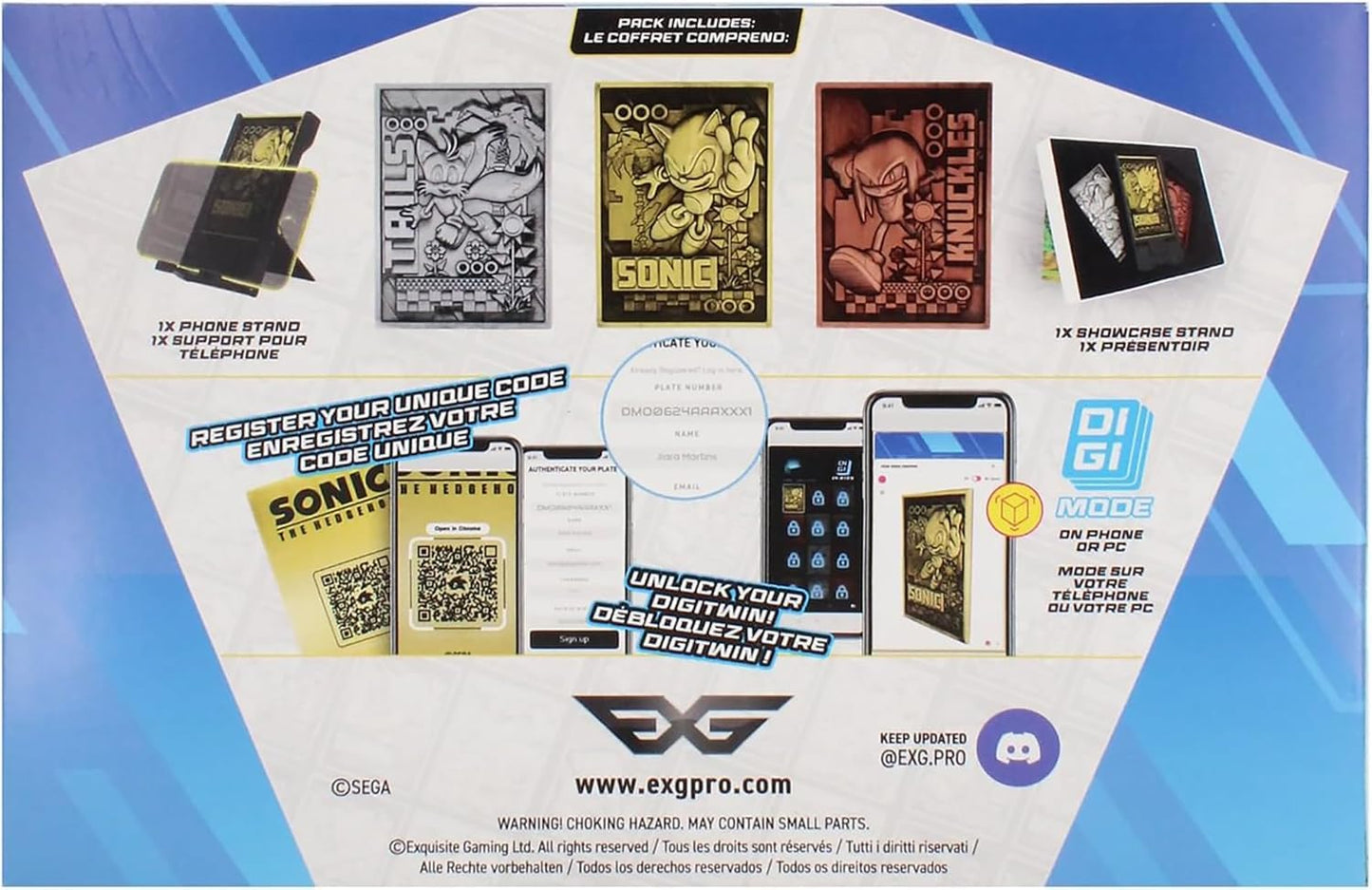 Exquisite Gaming Sonic Cards Metal Trading Digiplate Starter Pack with Green Hills Zone Digistand & Three Collectible Cards