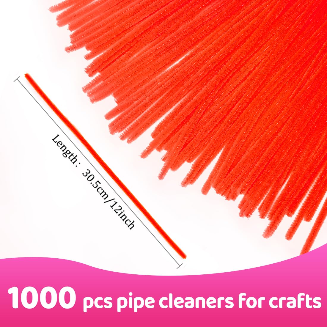 Praisebank Orange Pipe Cleaners for Crafts, 1000pcs, Chenille Stems for DIY Projecets, Arts & Crafts Supplies for Festival Party Decorations