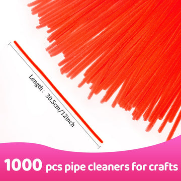 Praisebank Orange Pipe Cleaners for Crafts, 1000pcs, Chenille Stems for DIY Projecets, Arts & Crafts Supplies for Festival Party Decorations