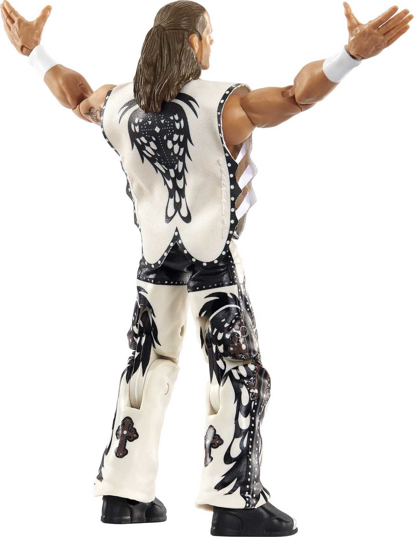 WWE Shawn Michaels Wrestlemania Elite Collection Action Figure with Entrance Attire & Vince McMahon Build-A-Figure Pieces, 6-in Posable Collectible