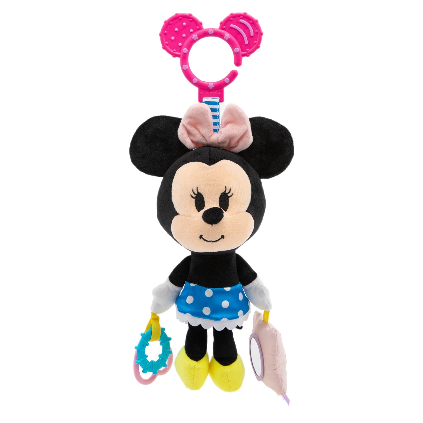 Disney Baby Minnie Mouse On The Go Activity Toy with Teething Rings, Crinkle Sounds, Mirror, and Rattle for Babies and Infants