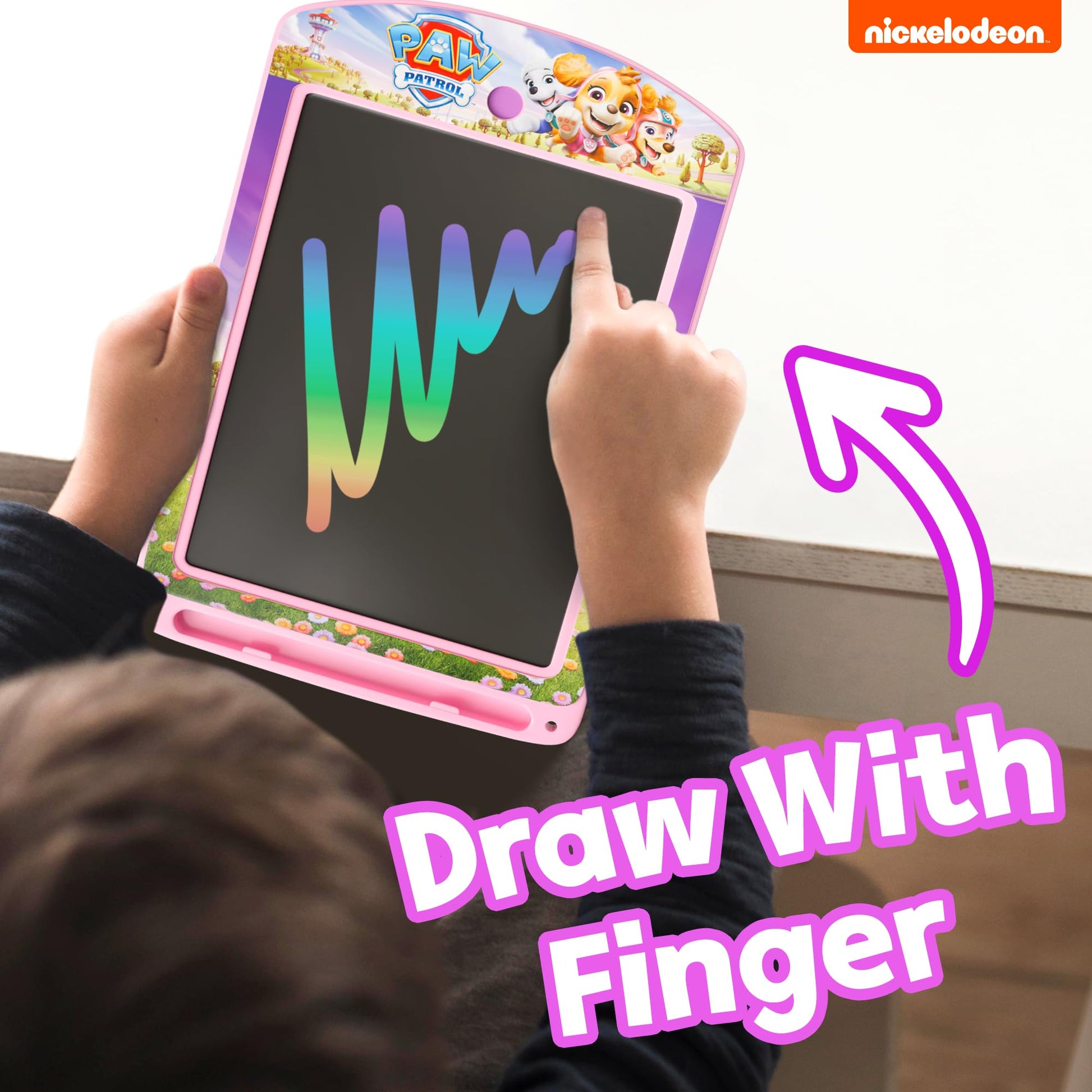 Lollipop - Paw Patrol Girls Rainbow Electronic Doodle Board +3 - Colorful LCD Writing Tablet for Kids with Stylus & Push Button - Magnetic Drawing