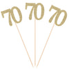 Pack of 10 Gold Glitter 70th Birthday Centerpiece Sticks Number 70 Table Topper Age Letter Decorations