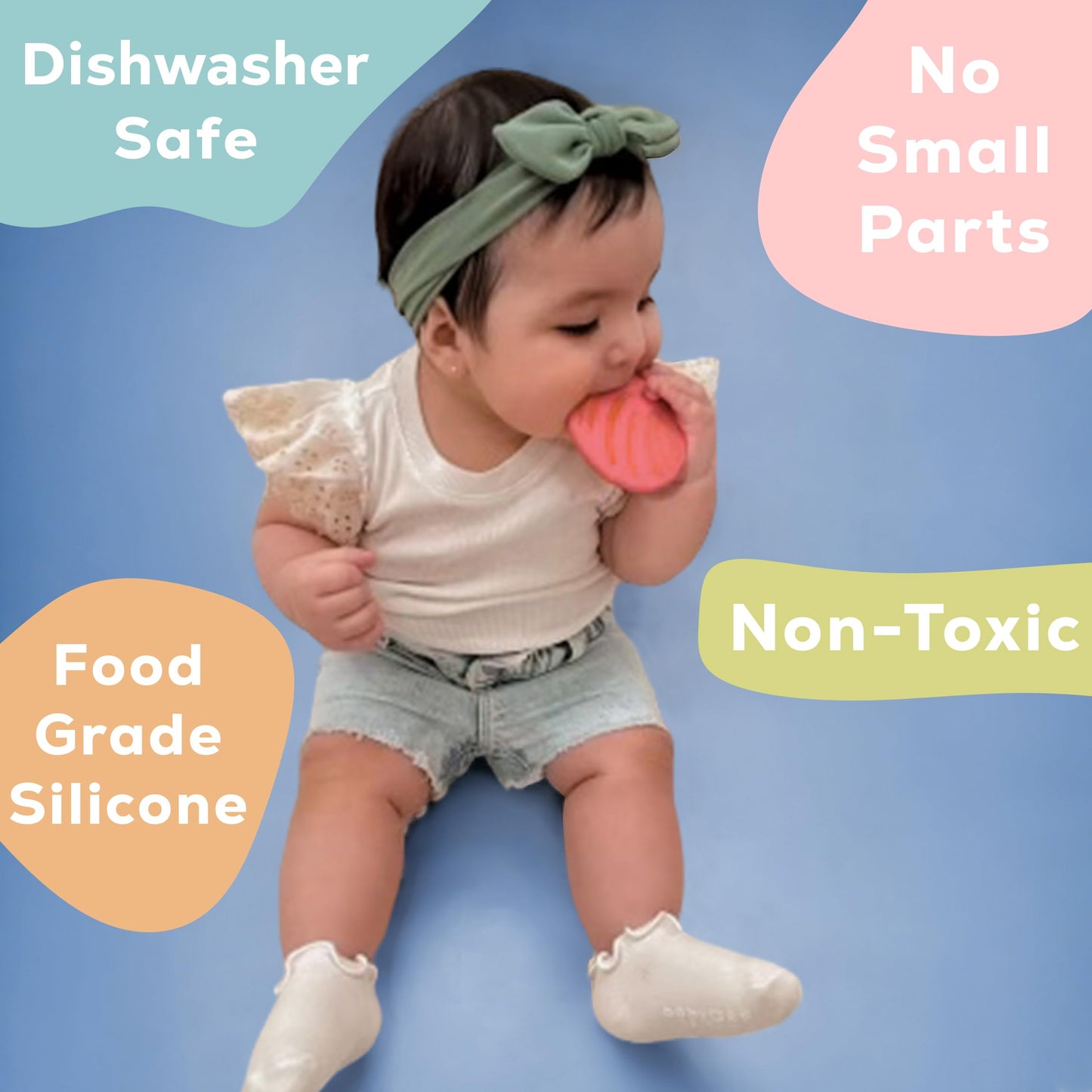 Mexican Baby Teether, Silicone Teething Toy for Teeth Relief, Soothing Grip for 3+ Months, BPA-Free (Concha)