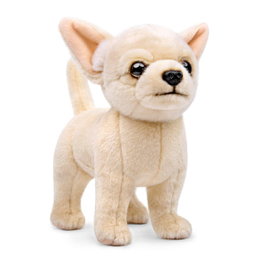 Tiny Heart Cute Chihuahua Stuffed Animal, Dog Plush Toy 10inch Puppy Super Soft Realistic Chihuahua Plush Home Decor Gifts for Kids Boys and Girls