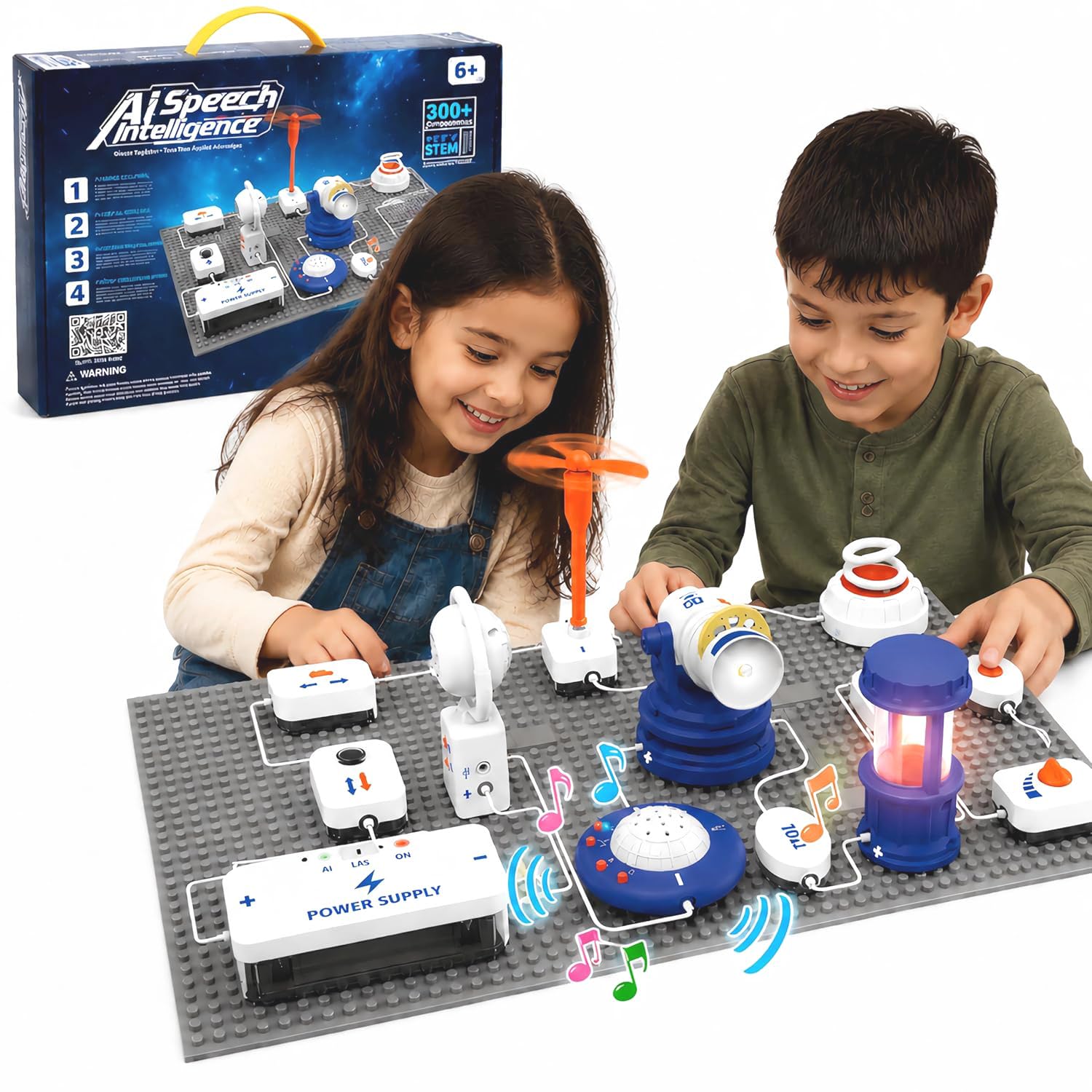 STEM Science Kit for Kids, 37 PCS Electronics Circuit Exploration Toy with 300+ Projects, Voice Control, Space Theme Experiments, Boys & Girls Gifts