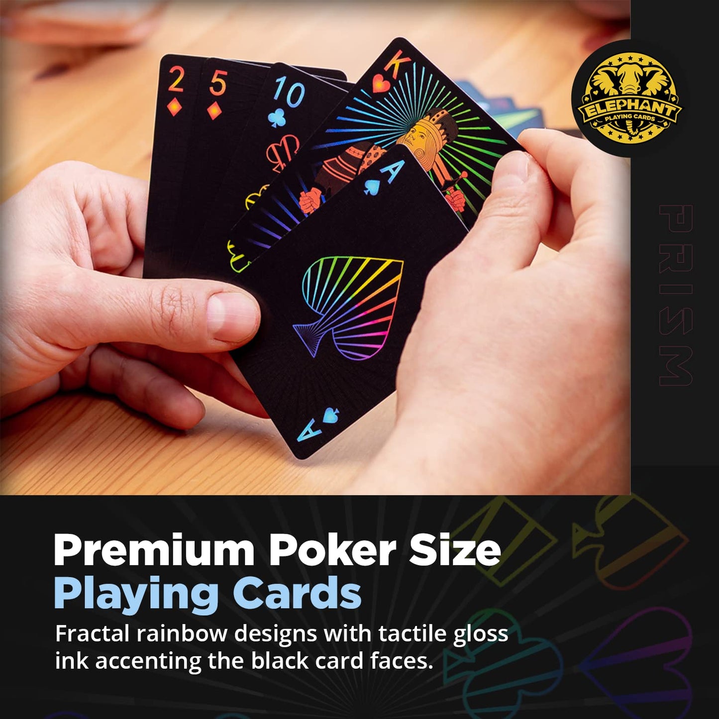 PREMIUM PLAYING CARDS, High Quality Deck of Cards, Cool Prism Gloss Ink, Best Poker Cards, Unique Bright Rainbow & Red Colors for Kids & Adults, Black
