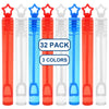 32 Pack Mini Star Bubble Wands for Kids Party Favors, Assorted Red, White Blue Bubble in Bulk Summer Toy for 4th of July, Independence Day, Memorial