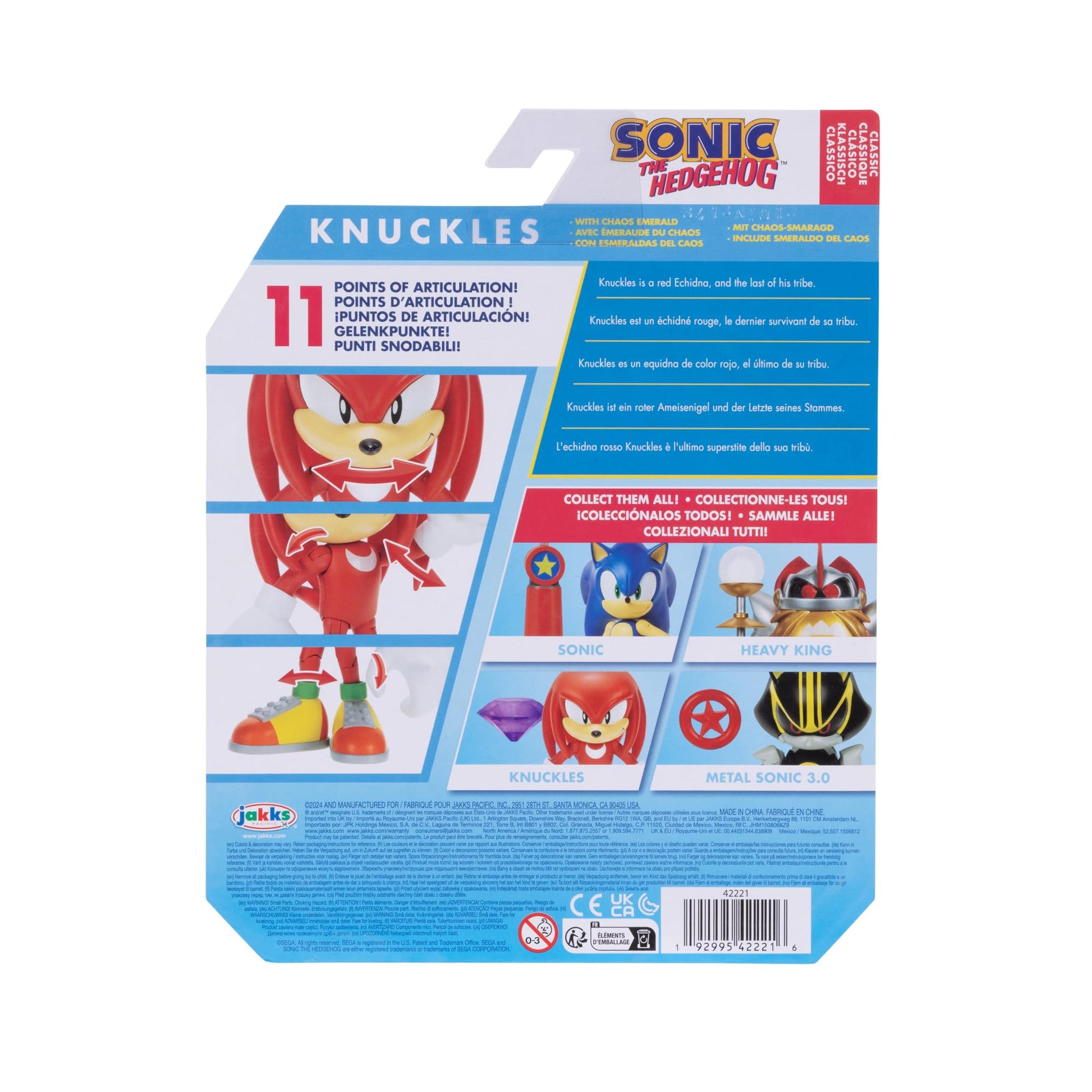 Sonic the Hedgehog 4-inch Knuckles Action Figure with Purple Chaos Emerald Accessory. Ages 3+ (Officially licensed by Sega)