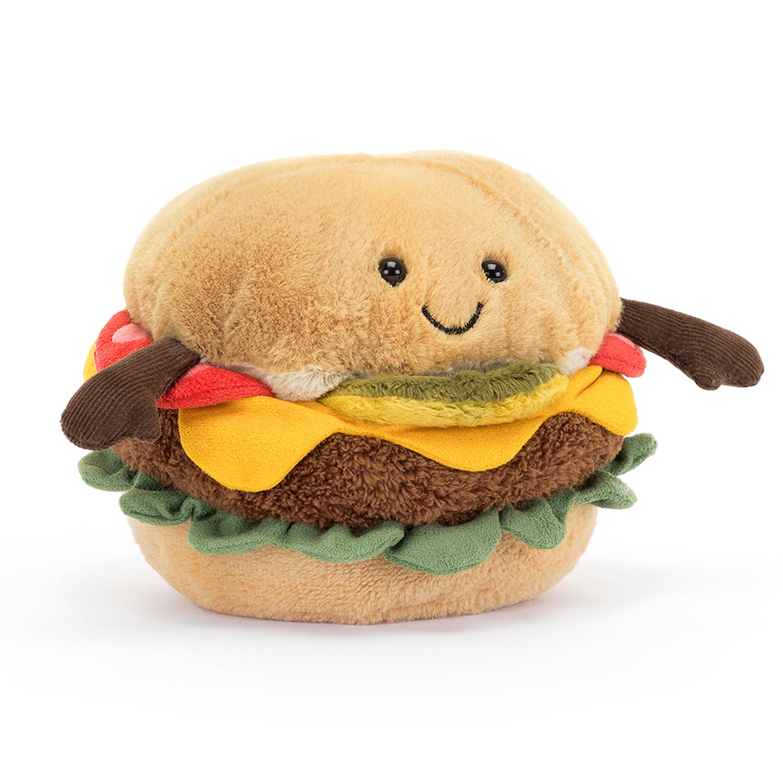 Jellycat Amuseables Burger Stuffed Toy, 4.5 inches - Food Plush - Fun Gift Idea