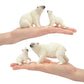 Toymany 6PCS Polar Bear Figurines Toy with Polar Bear Cub, 2-4" Realistic Plastic Arctic Animals Figures Family Set for Christmas Educational Toys